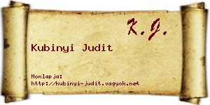 Kubinyi Judit névjegykártya